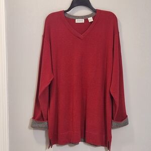 Vintage Jacobson's Clairewood Collection V-Neck Cashmere Sweater Size 1X Red